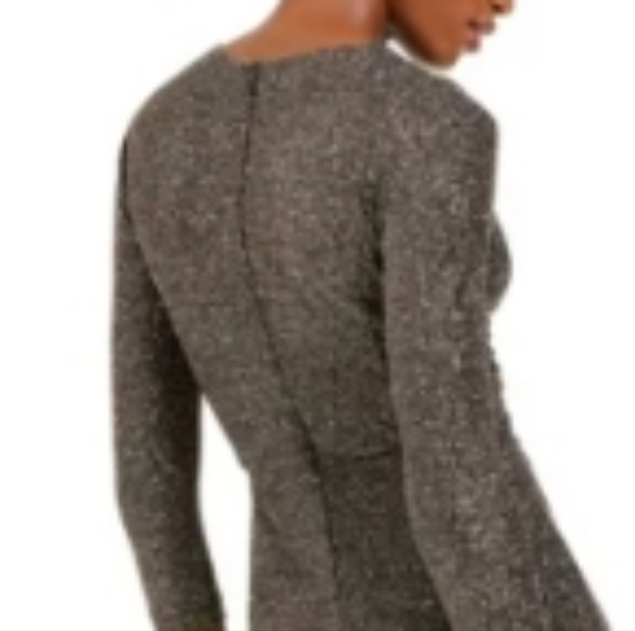 CALVIN KLEIN Womens Sparkly 3/4 Sleeve Full-Length Body Con Formal Dress - 12 - Picture 3 of 8